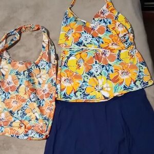 Lands' End Floral Swim Set with Bag